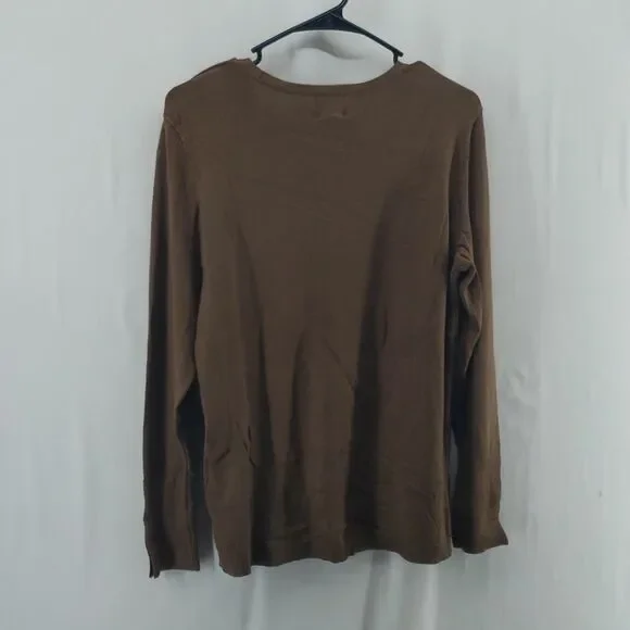 Jm Collection Button-Sleeve Sweater Brown Size Medium (AL) - Picture 7 of 7
